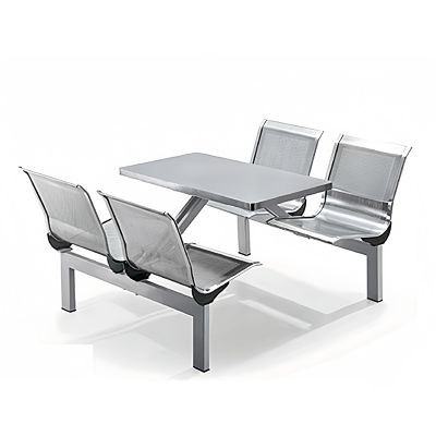 不锈钢四人连体靠背桌椅